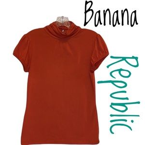 Banana Republic Turtle Neck Cap Sleeves Button Neck S